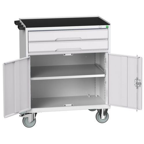 Stoły z szufladami mobilnymi Bott Verso, 98 x 80/105 x 55/60 cm, 2 szuflady, szafka, multipleks/linoleum/mata - Biurko mobilne Bott Verso z szufladami