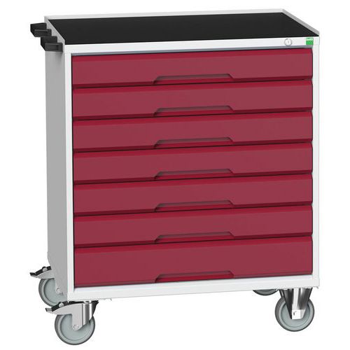 Stoły z szufladami mobilnymi Bott Verso, 98 x 80/105 x 55/60 cm, 7 szuflad, multipleks/linoleum/mat - Biurko mobilne Bott Verso z szufladami, 96,5 x 8