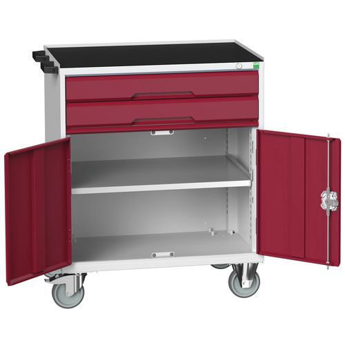 Stoły z szufladami mobilnymi Bott Verso, 98 x 80/105 x 55/60 cm, 2 szuflady, szafka, multipleks/linoleum/mata - Biurko mobilne Bott Verso z szufladami