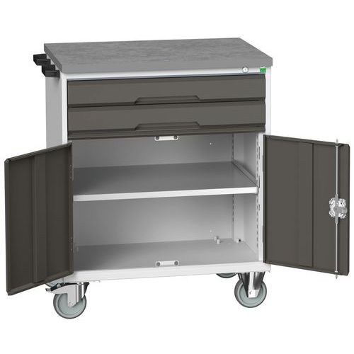 Stoły z szufladami mobilnymi Bott Verso, 98 x 80/105 x 55/60 cm, 2 szuflady, szafka, multipleks/linoleum/mata - Biurko mobilne Bott Verso z szufladami