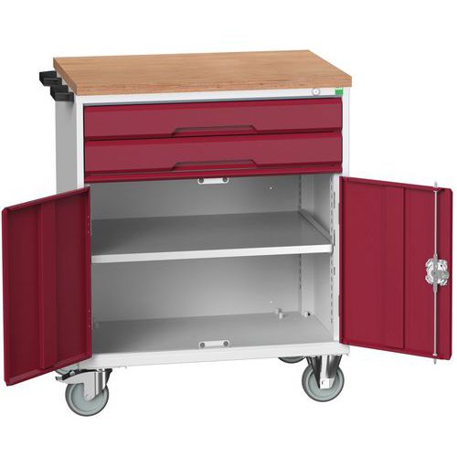 Stoły z szufladami mobilnymi Bott Verso, 98 x 80/105 x 55/60 cm, 2 szuflady, szafka, multipleks/linoleum/mata - Biurko mobilne Bott Verso z szufladami