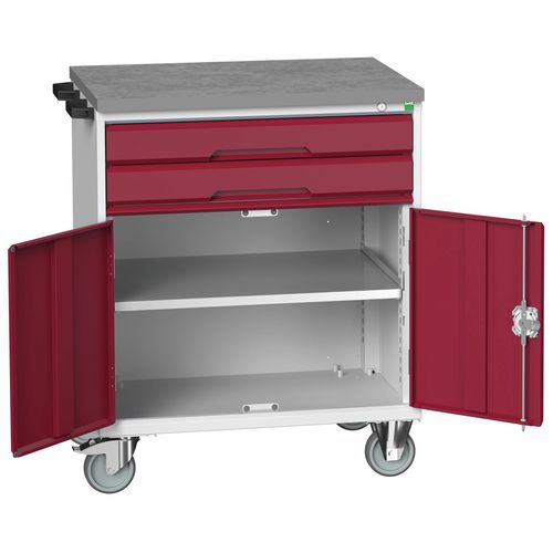 Stoły z szufladami mobilnymi Bott Verso, 98 x 80/105 x 55/60 cm, 2 szuflady, szafka, multipleks/linoleum/mata - Biurko mobilne Bott Verso z szufladami