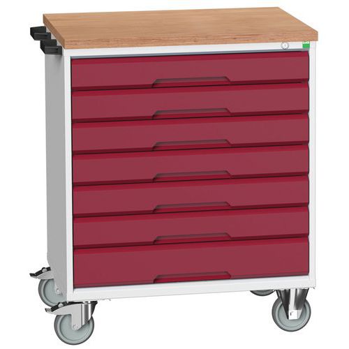 Stoły z szufladami mobilnymi Bott Verso, 98 x 80/105 x 55/60 cm, 7 szuflad, multipleks/linoleum/mat - Biurko mobilne Bott Verso z szufladami, 98 x 80 
