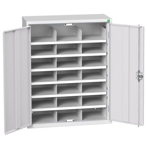 Metalowe szafki warsztatowe Bott Verso z przegródkami - Metalowa szafka warsztatowa Bott Verso z przegródkami, 100 x 80 x 35 cm, 21 przegródek, szaro-