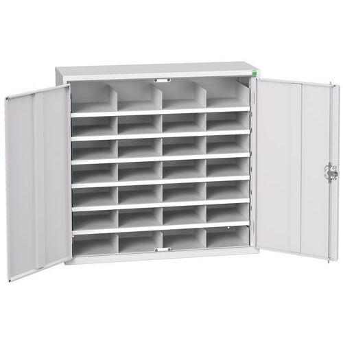 Metalowe szafki warsztatowe Bott Verso z przegródkami - Metalowa szafka warsztatowa Bott Verso z przegródkami, 100 x 105 x 35 cm, 28 przegródek, szaro