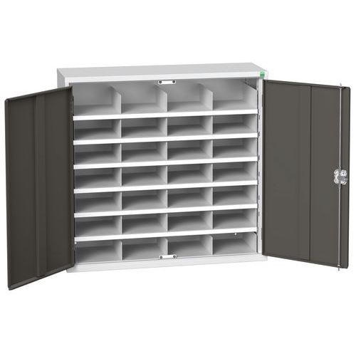 Metalowe szafki warsztatowe Bott Verso z przegródkami - Metalowa szafka warsztatowa Bott Verso z przegródkami, 100 x 105 x 35 cm, 28 przegródek, szaro