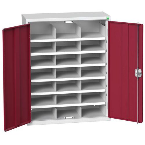 Metalowe szafki warsztatowe Bott Verso z przegródkami - Metalowa szafka warsztatowa Bott Verso z przegródkami, 100 x 80 x 35 cm, 21 przegródek, szaro-