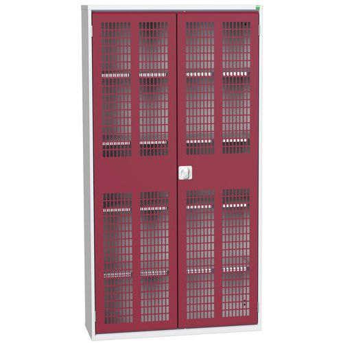 Szafy warsztatowe z półkami i drzwiami drucianymi Bott Verso, wysokość 200 cm - Szafka warsztatowa z półkami Bott Verso, drzwi druciane, 4 półki, 200 