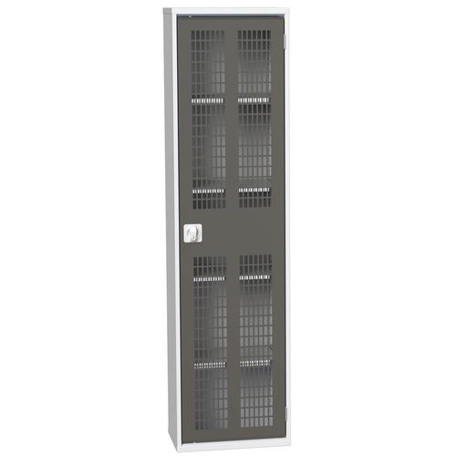 Szafy warsztatowe z drzwiami drucianymi jednodrzwiowymi Bott Verso, wysokość 200 cm - Szafka warsztatowa z półkami Bott Verso, drzwi druciane, 200 x 5