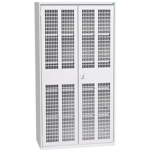 Szafy warsztatowe z półkami i drzwiami drucianymi Bott Verso, wysokość 200 cm - Szafka warsztatowa z półkami Bott Verso, drzwi druciane, 4 półki, 200 