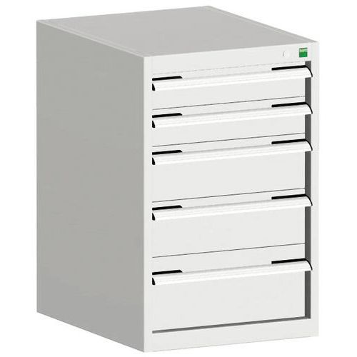 Warsztatowe szafki z szufladami Bott Cubio, 80 x 52,5 x 52,5-65 cm, 5 szuflad - Warsztatowa szafka z szufladami Bott Cubio, 80 x 52,5 x 65 cm, 5 szufl