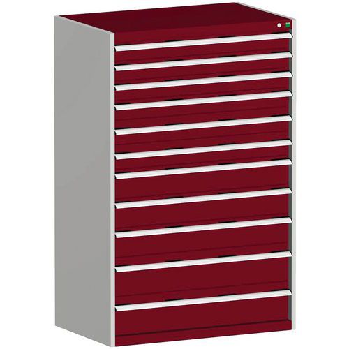 Szuflady warsztatowe Bott Cubio, 160 x 105 x 65-75 cm, 11 szuflad - Warsztatowa szafka z szufladami Bott Cubio, 160 x 105 x 65 cm, 11 szuflad, szaro-c