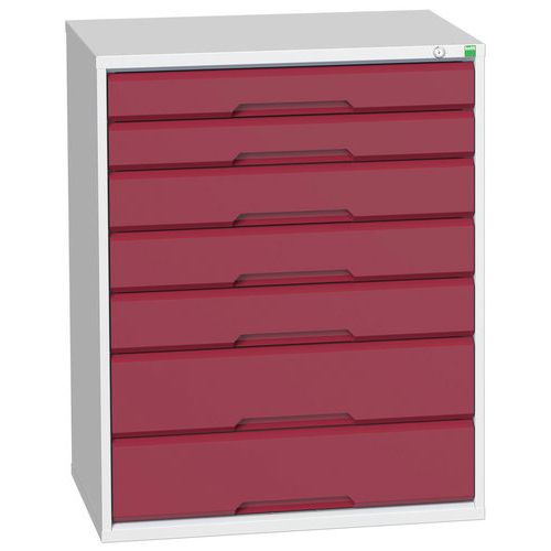 Szafki warsztatowe z szufladami Bott Verso, wysokość 100 cm, 7 szuflad - Warsztatowa szafka z szufladami Bott Verso, 100 x 80 x 55 cm, 7 szuflad, szar