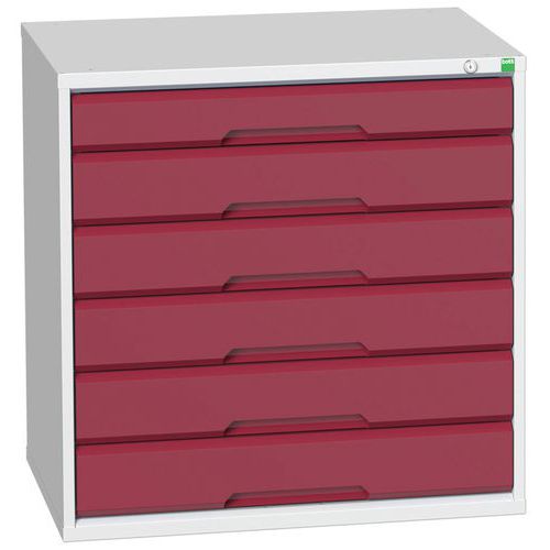 Szafki warsztatowe z szufladami Bott Verso, wysokość 80 cm, 6 szuflad - Warsztatowa szafka z szufladami Bott Verso, 80 x 80 x 55 cm, 6 szuflad, szaro-