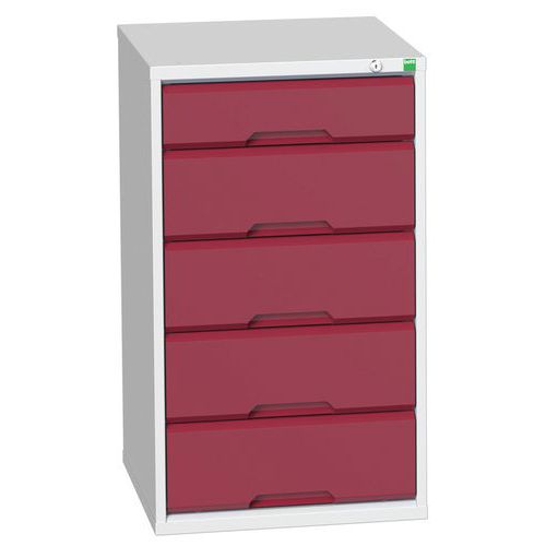 Szafki warsztatowe z szufladami Bott Verso, wysokość 90 cm, 5 szuflad - Warsztatowa szafka z szufladami Bott Verso, 90 x 52,5 x 55 cm, 5 szuflad, szar