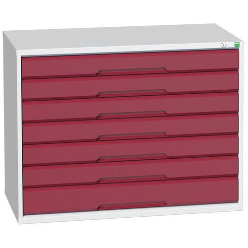 Szafki warsztatowe z szufladami Bott Verso, wysokość 80 cm, 7 szuflad - Szafka warsztatowa z szufladami Bott Verso, 80 x 105 x 55 cm, 7 szuflad, szaro