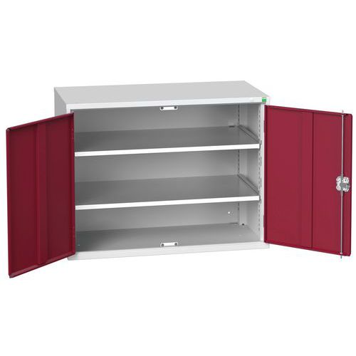 Szafki warsztatowe z półką Bott Verso, wysokość 80 cm - Szafka warsztatowa z półkami Bott Verso, 80 x 105 x 55 cm, 2 półki, szaro-czerwony