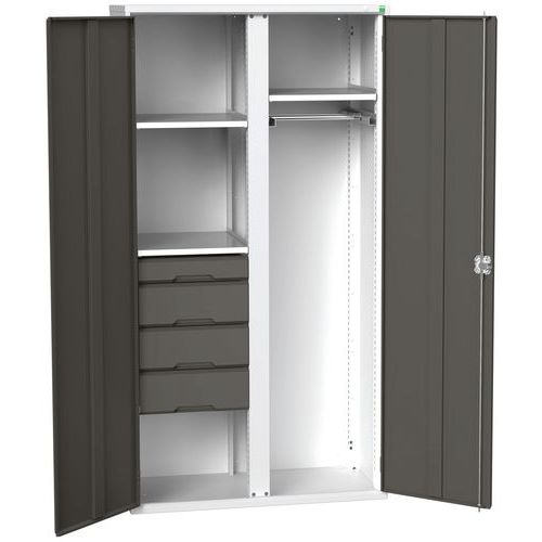 Szafki metalowe Bott Verso do konserwacji, wysokość 200 cm - Szafka metalowa Bott Verso, 200 x 105 x 55 cm, 3 półki, 4 szuflady, szaro-antracyt