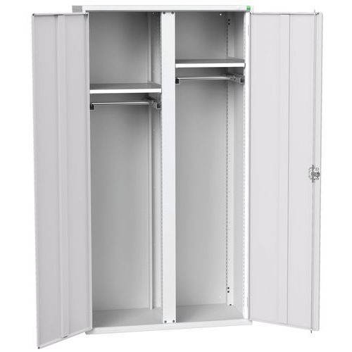 Szafki metalowe Bott Verso do konserwacji, wysokość 200 cm - Metalowa szafka konserwacyjna Bott Verso, 200 x 105 x 55 cm, 2 półki, szaro-szara