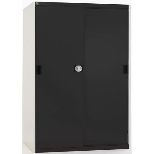 Szafy warsztatowe Bott Cubio z drzwiami przesuwnymi, wysokość 160 cm - Szafka warsztatowa z drzwiami przesuwnymi, 160 x 130 x 52,5 cm, 3 półki, szaro-