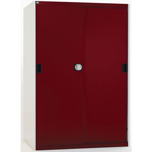 Szafy warsztatowe Bott Cubio z drzwiami przesuwnymi, wysokość 160 cm - Szafka warsztatowa z drzwiami przesuwnymi, 160 x 130 x 52,5 cm, 3 półki, szaro-