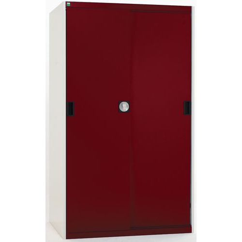 Szafy warsztatowe Bott Cubio z drzwiami przesuwnymi, wysokość 160 cm - Szafka warsztatowa z drzwiami przesuwnymi, 160 x 105 x 65 cm, 3 półki, szaro-cz