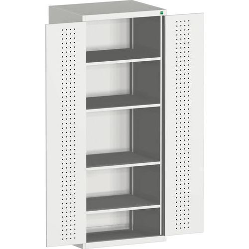 Szafy warsztatowe Bott Cubio, drzwi perforowane, wysokość 200 cm - Szafka warsztatowa Bott Cubio, 200 x 65 x 65 cm, drzwi perforowane, szaro-szary