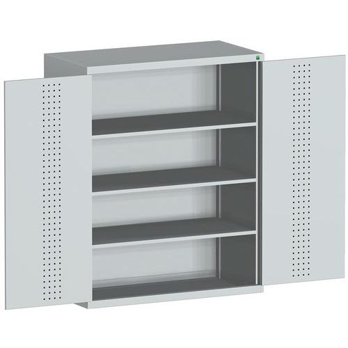 Szafy warsztatowe Bott Cubio 160, drzwi perforowane, wys. 160 cm - Szafka warsztatowa Bott Cubio 160, 160 x 130 x 65 cm, drzwi perforowane, szaro-szar