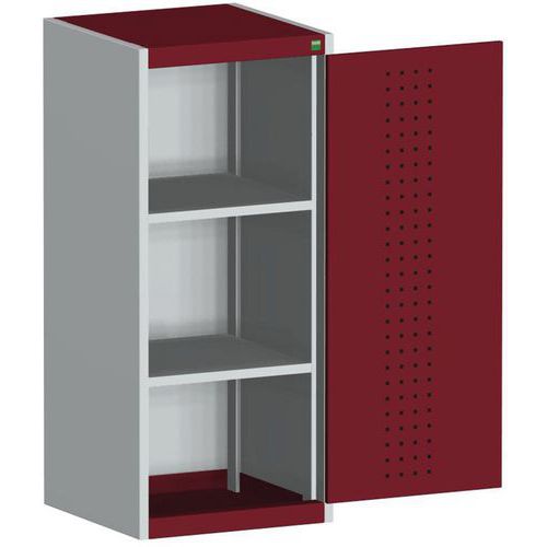 Szafy warsztatowe Bott Cubio, drzwi perforowane, wysokość 120 cm - Szafka warsztatowa Bott Cubio, 120 x 52,5 x 52,5 cm, drzwi perforowane, szaro-czerw
