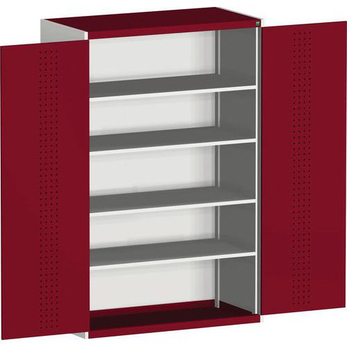Szafy warsztatowe Bott Cubio 160, drzwi perforowane, wysokość 200 cm - Szafka warsztatowa Bott Cubio 160, 200 x 130 x 65 cm, drzwi perforowane, szaro-