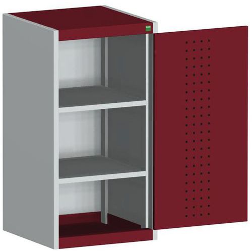Szafy warsztatowe Bott Cubio, drzwi perforowane, wysokość 100 cm - Szafka warsztatowa Bott Cubio, 100 x 52,5 x 52,5 cm, drzwi perforowane, szaro-czerw