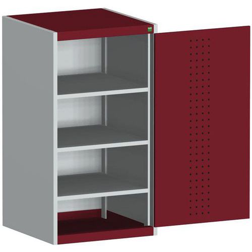 Szafy warsztatowe Bott Cubio, drzwi perforowane, wysokość 120 cm - Szafka warsztatowa Bott Cubio, 120 x 65 x 65 cm, drzwi perforowane, szaro-czerwony