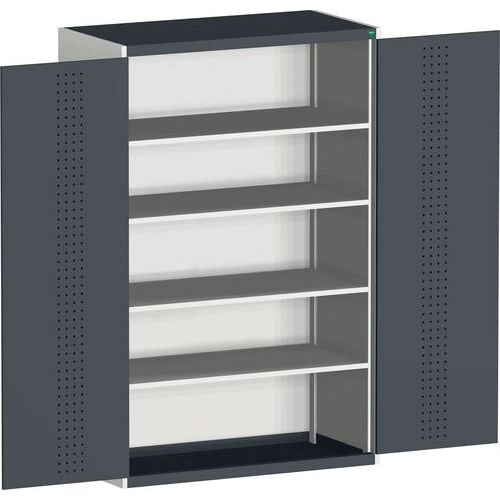 Szafy warsztatowe Bott Cubio 160, drzwi perforowane, wysokość 200 cm - Szafka warsztatowa Bott Cubio 160, 200 x 130 x 65 cm, drzwi perforowane, szaro-