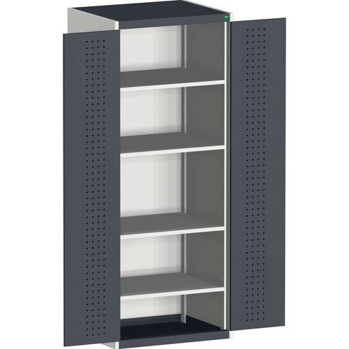 Szafy warsztatowe Bott Cubio, drzwi perforowane, wysokość 200 cm - Szafka warsztatowa Bott Cubio, 200 x 80 x 65 cm, drzwi perforowane, szaro-antracyt