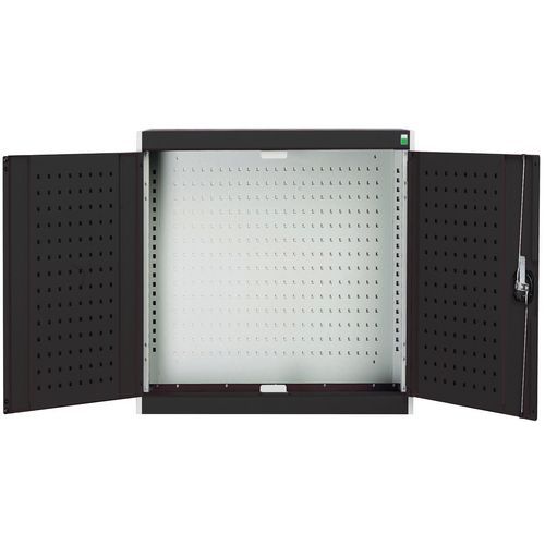 Szafki wiszące Bott Cubio z panelami perforowanymi - Szafka wisząca Bott Cubio, panel tylny perforowany, 100 x 105 x 32,5 cm, szaro-antracyt