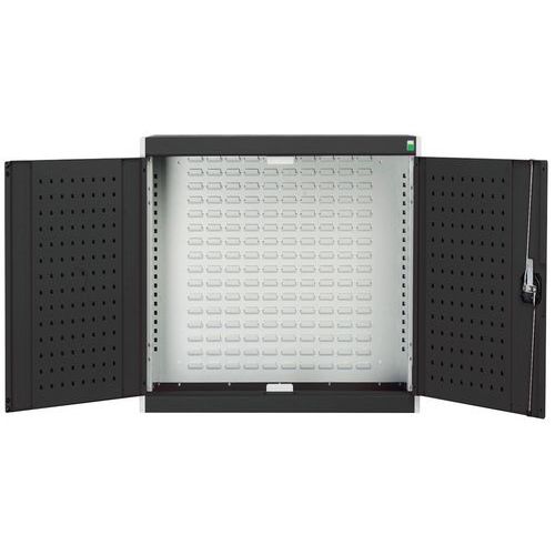 Szafki wiszące Bott Cubio z panelami perforowanymi - Szafka ścienna Bott Cubio, panel tylny z żaluzją, 100 x 105 x 32,5 cm, szaro-antracyt