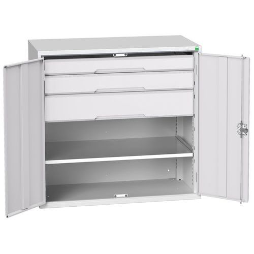 Szafki warsztatowe Bott Verso z szufladami, wysokość 100 cm - Szafka warsztatowa z szufladami Bott Verso, 100 x 105 x 55 cm, 1 półka, 3 szuflady, szar