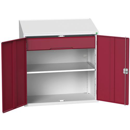 Szafki na biurko Bott Verso - Szafka na biurko Bott Verso, 113 x 105 x 55 cm, 1 półka, 1 szuflada, szaro-czerwona