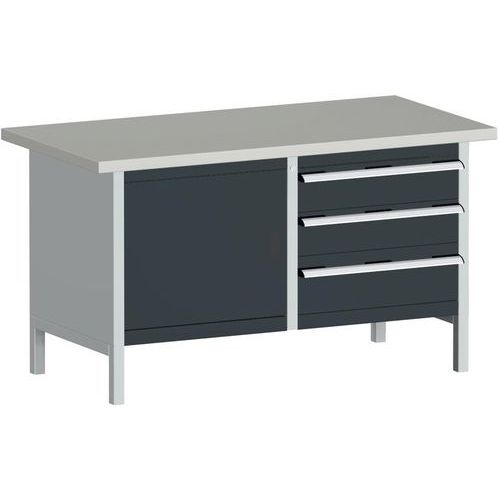 Stół warsztatowy Bott Cubio Storage, 84 x 150 x 75 cm, 3 szuflady, szafka, linoleum/sklejka - Stół warsztatowy Bott Cubio Storage, 84 x 150 x 75 cm, 3