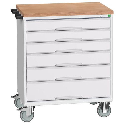 Stoły z szufladami mobilnymi Bott Verso, 98 x 80/105 x 55/60 cm, 6 szuflad, multipleks/linoleum/mat - Biurko mobilne Bott Verso z szufladami, 98 x 80 
