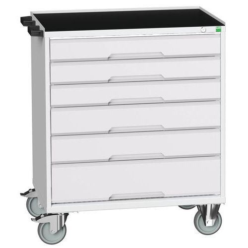 Stoły z szufladami mobilnymi Bott Verso, 98 x 80/105 x 55/60 cm, 6 szuflad, multipleks/linoleum/mat - Biurko mobilne Bott Verso z szufladami, 96,5 x 8