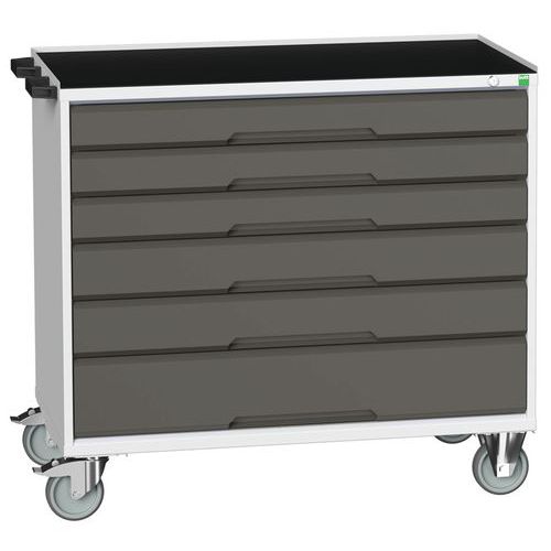 Stoły z szufladami mobilnymi Bott Verso, 98 x 80/105 x 55/60 cm, 6 szuflad, multipleks/linoleum/mat - Biurko mobilne Bott Verso z szufladami, 96,5 x 1