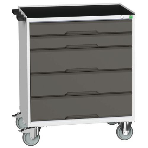 Stoły z szufladami mobilnymi Bott Verso, 98 x 80/105 x 55/60 cm, 5 szuflad, multipleks/linoleum/mata - Biurko mobilne Bott Verso z szufladami, 96,5 x 