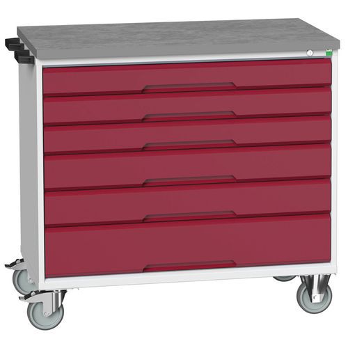 Stoły z szufladami mobilnymi Bott Verso, 98 x 80/105 x 55/60 cm, 6 szuflad, multipleks/linoleum/mat - Biurko mobilne Bott Verso z szufladami, 98 x 105