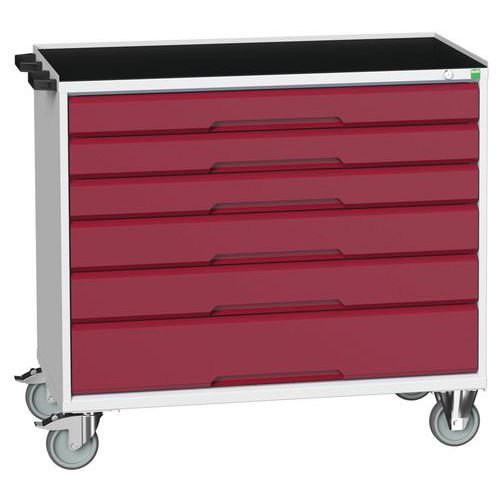 Stoły z szufladami mobilnymi Bott Verso, 98 x 80/105 x 55/60 cm, 6 szuflad, multipleks/linoleum/mat - Biurko mobilne Bott Verso z szufladami, 96,5 x 1