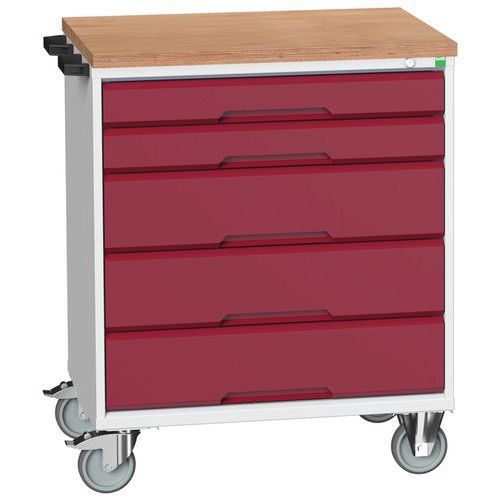 Stoły z szufladami mobilnymi Bott Verso, 98 x 80/105 x 55/60 cm, 5 szuflad, multipleks/linoleum/mata - Biurko mobilne z szufladami Bott Verso, 98 x 80