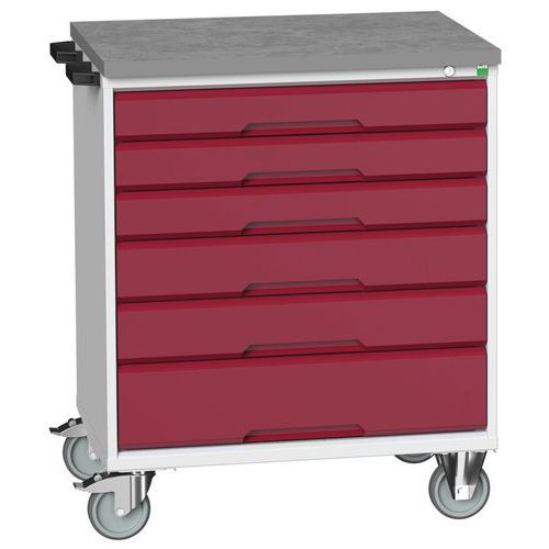 Stoły z szufladami mobilnymi Bott Verso, 98 x 80/105 x 55/60 cm, 6 szuflad, multipleks/linoleum/mat - Biurko mobilne Bott Verso z szufladami, 98 x 80 