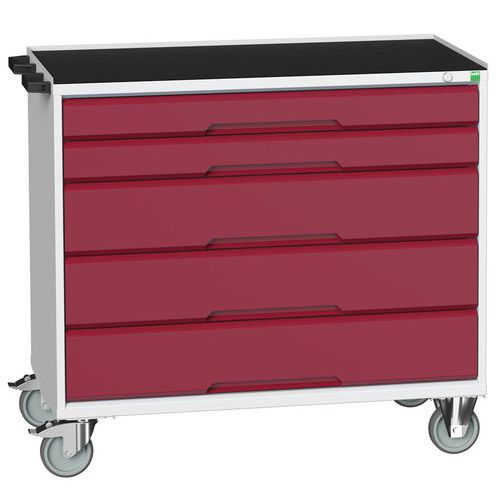 Stoły z szufladami mobilnymi Bott Verso, 98 x 80/105 x 55/60 cm, 5 szuflad, multipleks/linoleum/mata - Biurko mobilne Bott Verso z szufladami, 96,5 x 
