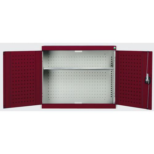 Szafki wiszące Bott Cubio z panelami perforowanymi, 1 półka - Szafki wiszące Bott Cubio z panelami perforowanymi, 1 półka, 70 x 80 x 32,5 cm, szaro-cz