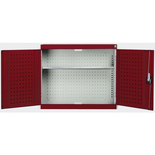Szafki wiszące Bott Cubio z panelami perforowanymi, 1 półka - Szafka wisząca Bott Cubio z panelami perforowanymi, 1 półka, 100 x 105 x 32,5 cm, szaro-